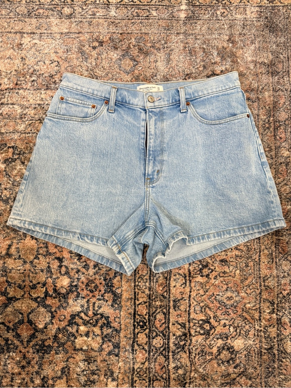 Abercrombie & Fitch Light Blue High-Rise Denim Shorts